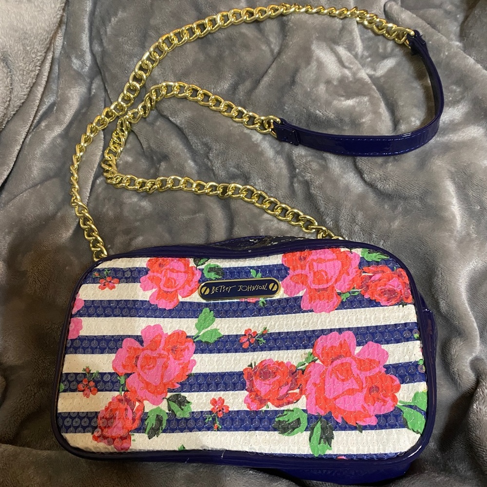 Betsy Johnson sequin rose crossbody